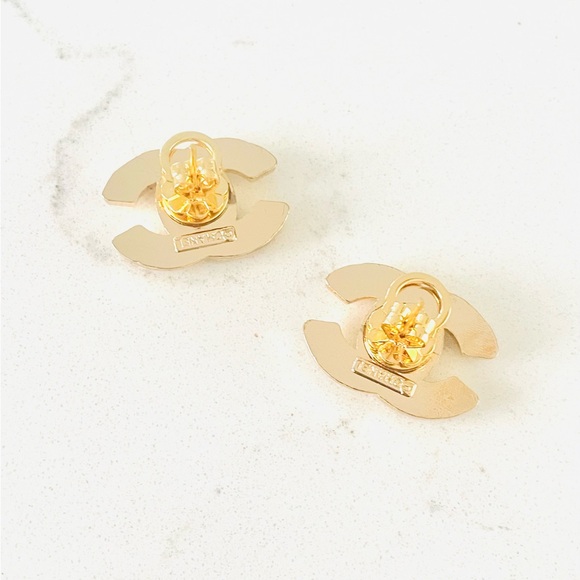 *LAST PAIR* Luxury Gold/Rhinestone Upcycled Button Earrings 20mm - Picture 2 of 2
